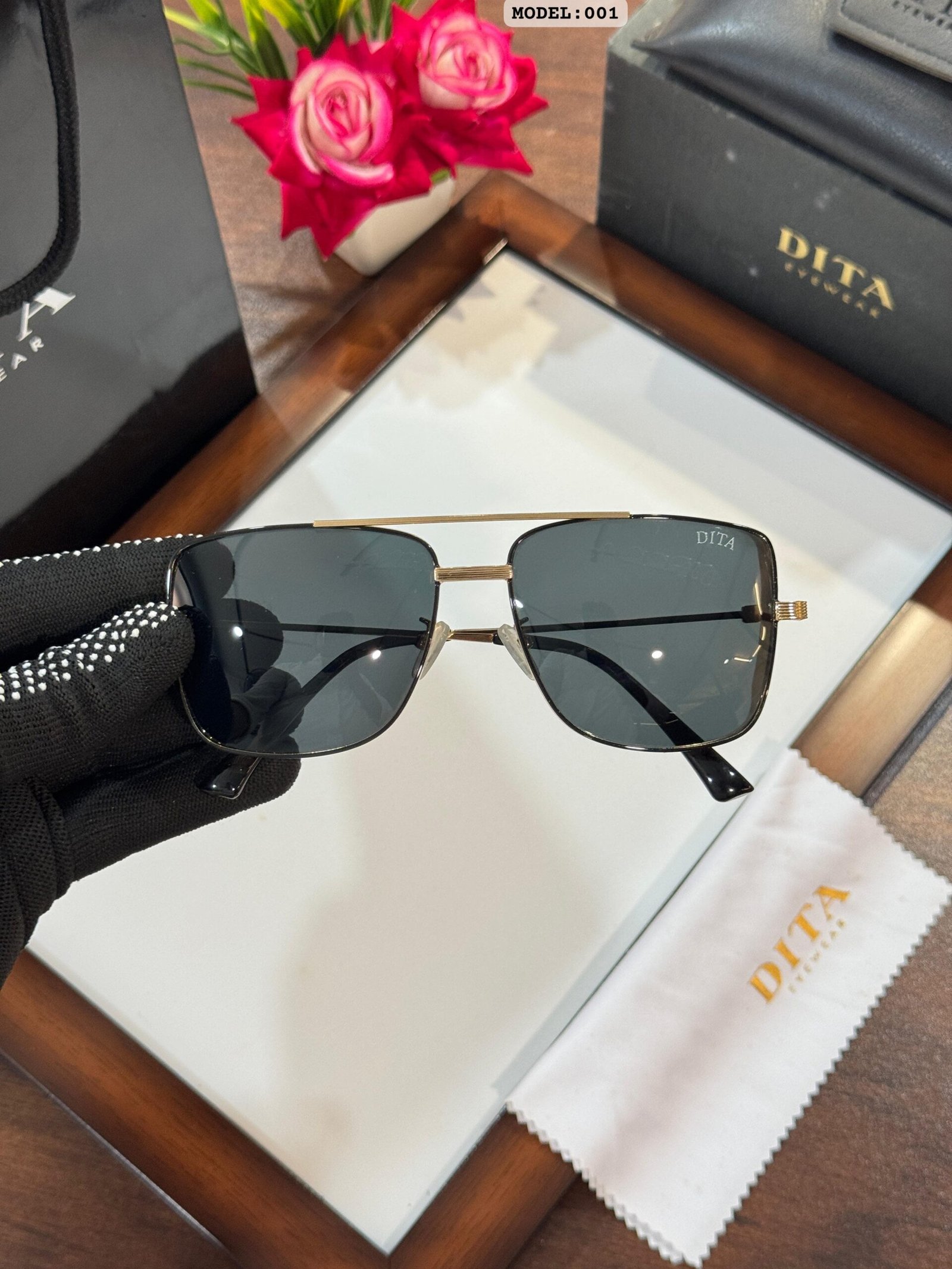 Dita 001 Gold Black Shades (3) Premium Gold Black Shades for Men | Durable & Stylish