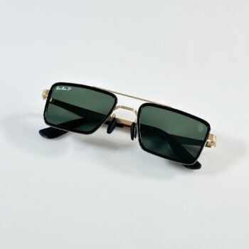 Premium Hexagonal Pilot Sunglasses – Gold & Green Edition
