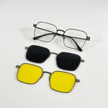 Black White Black Yellow Sunglasses – Stylish UV Protection 1016