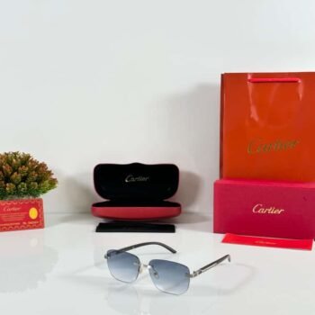 Silver Blue Rimless Luxury Sunglasses – Premium Collection