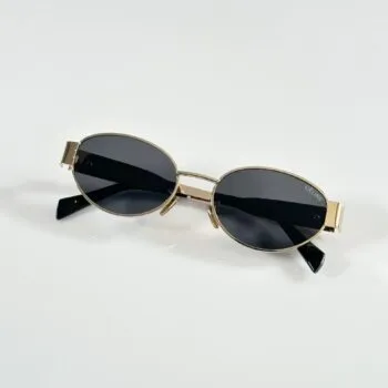 Premium Gold Metal Oval Sunglasses – Women’s Elegant Edition