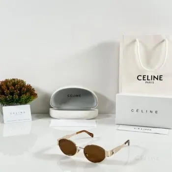 Premium Gold Oval Sunglasses – Women's Vintage Brown Edition