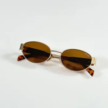 Premium Gold Oval Sunglasses – Women's Vintage Brown Edition