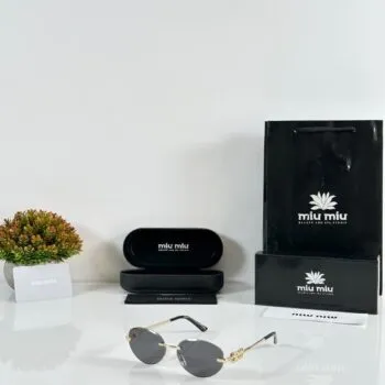 Premium Gold Rimless Oval Sunglasses – Women's Luxury Edition