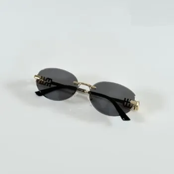 Premium Gold Rimless Oval Sunglasses – Women's Luxury Edition