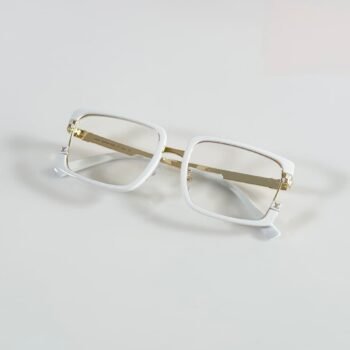 Premium Gold White Optical Frame – Luxury Statement Eyewear