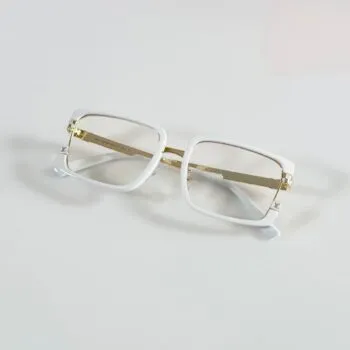 Premium Gold White Optical Frame – Luxury Statement Eyewear