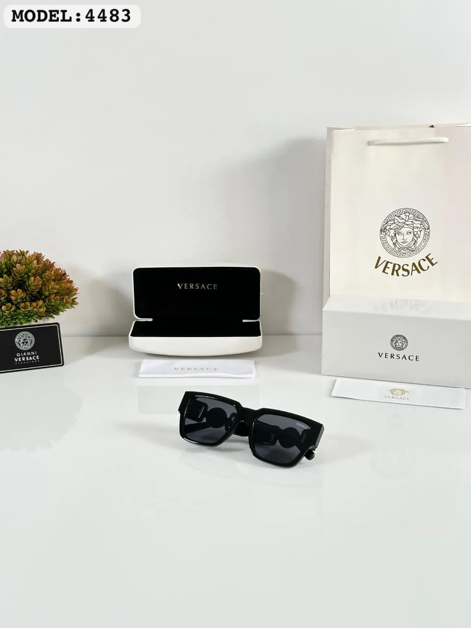 Premium Medusa Shield Sunglasses (1) Premium Medusa Shield Sunglasses – Gold & Black Edition