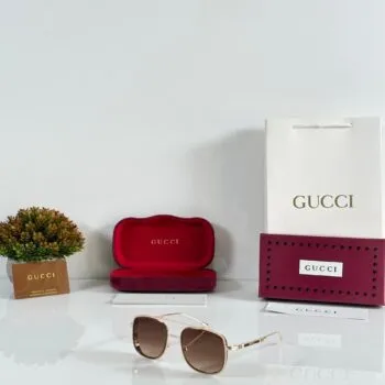 Premium Rectangle Luxury Sunglasses – Gold & Brown Edition