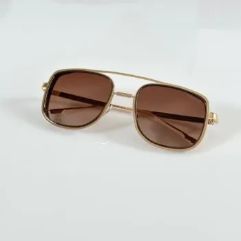 Premium Rectangle Luxury Sunglasses – Gold & Brown Edition