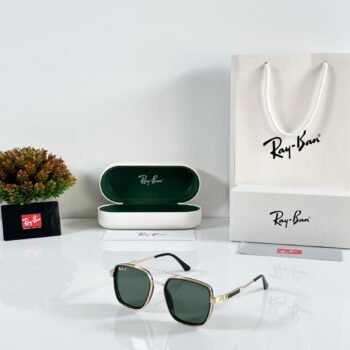 Premium Scuderia Round Sunglasses – Gold & Green Edition