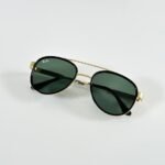 Premium Square Pilot Sunglasses – Gold & Green Edition