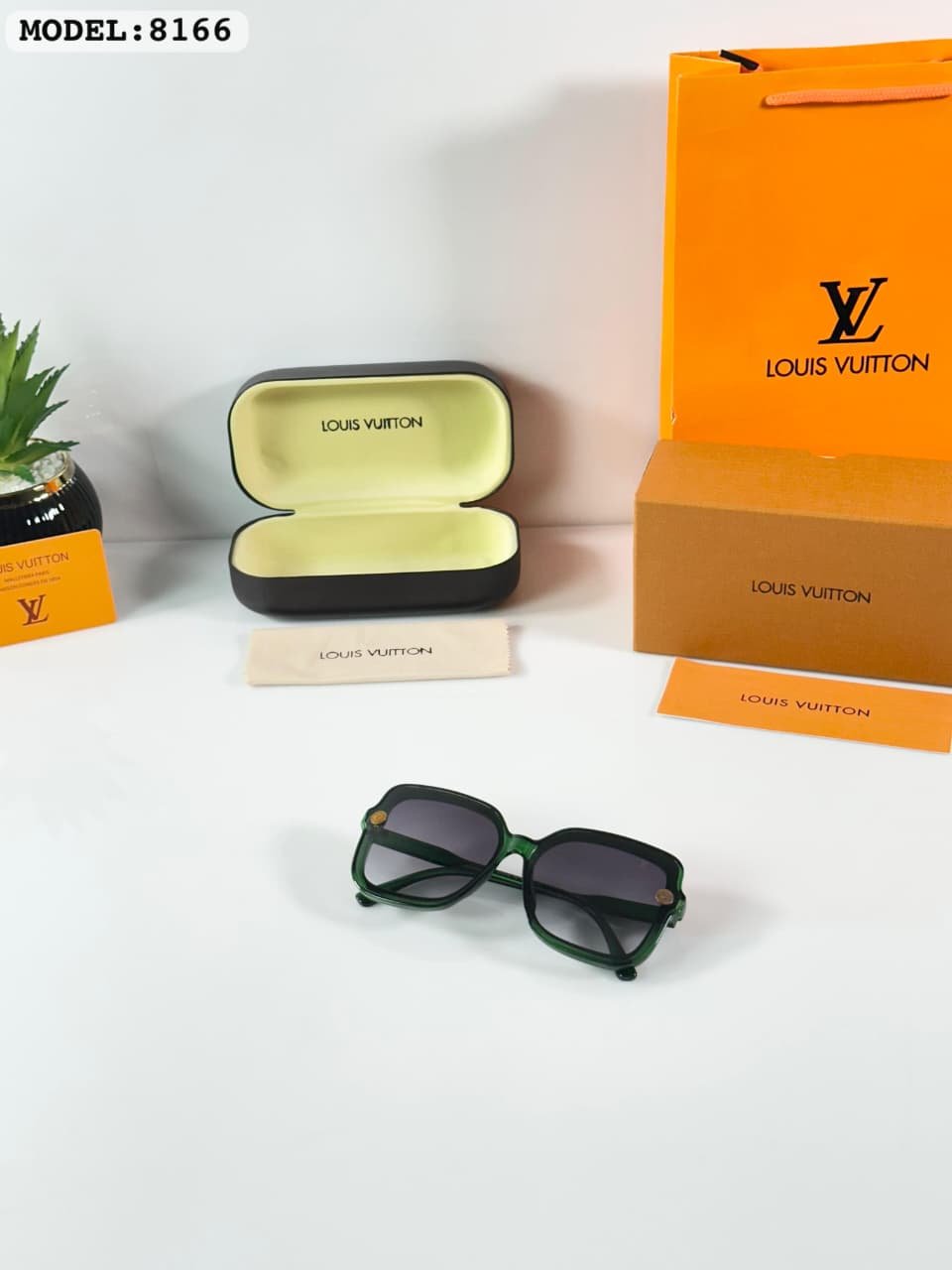 Premium Black Green Square Sunglasses (2) Premium Black Green Square Sunglasses – Women's Luxury Edition
