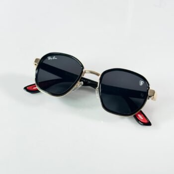 Premium Gold Oval Sunglasses – Black Lens Edition