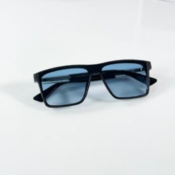 Premium Oval Metal Sunglasses – Black Blue Edition