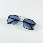 Premium Silver Pilot Sunglasses – Blue Gradient Edition