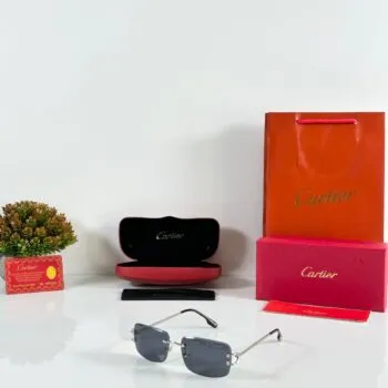 Premium Silver Rectangle Sunglasses – Boys Black Edition