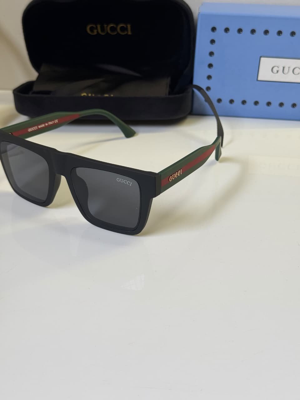 Black Green Accent Shades – Dark Rectangular Eyewear (2) Black Green Accent Shades – Dark Rectangular Eyewear