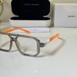 Grey Square Eyeglasses – Orange Accent Frame (3)