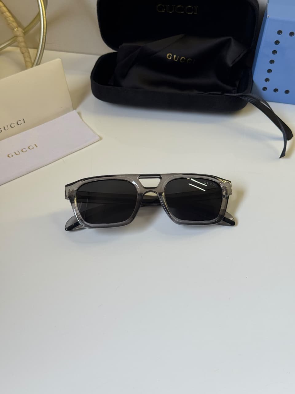 Smoke Grey Transparent Frame – Dark Lens Rectangular Shades (3) Smoke Grey Transparent Frame – Dark Lens Rectangular Shades
