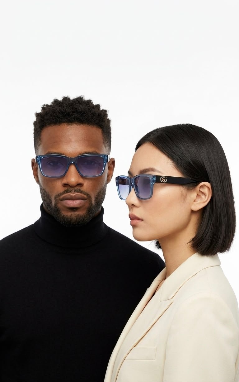 Transparent Blue Frames – Gradient Lens Style (1) transparent blue rectangular eyewear with gradient tinted lenses