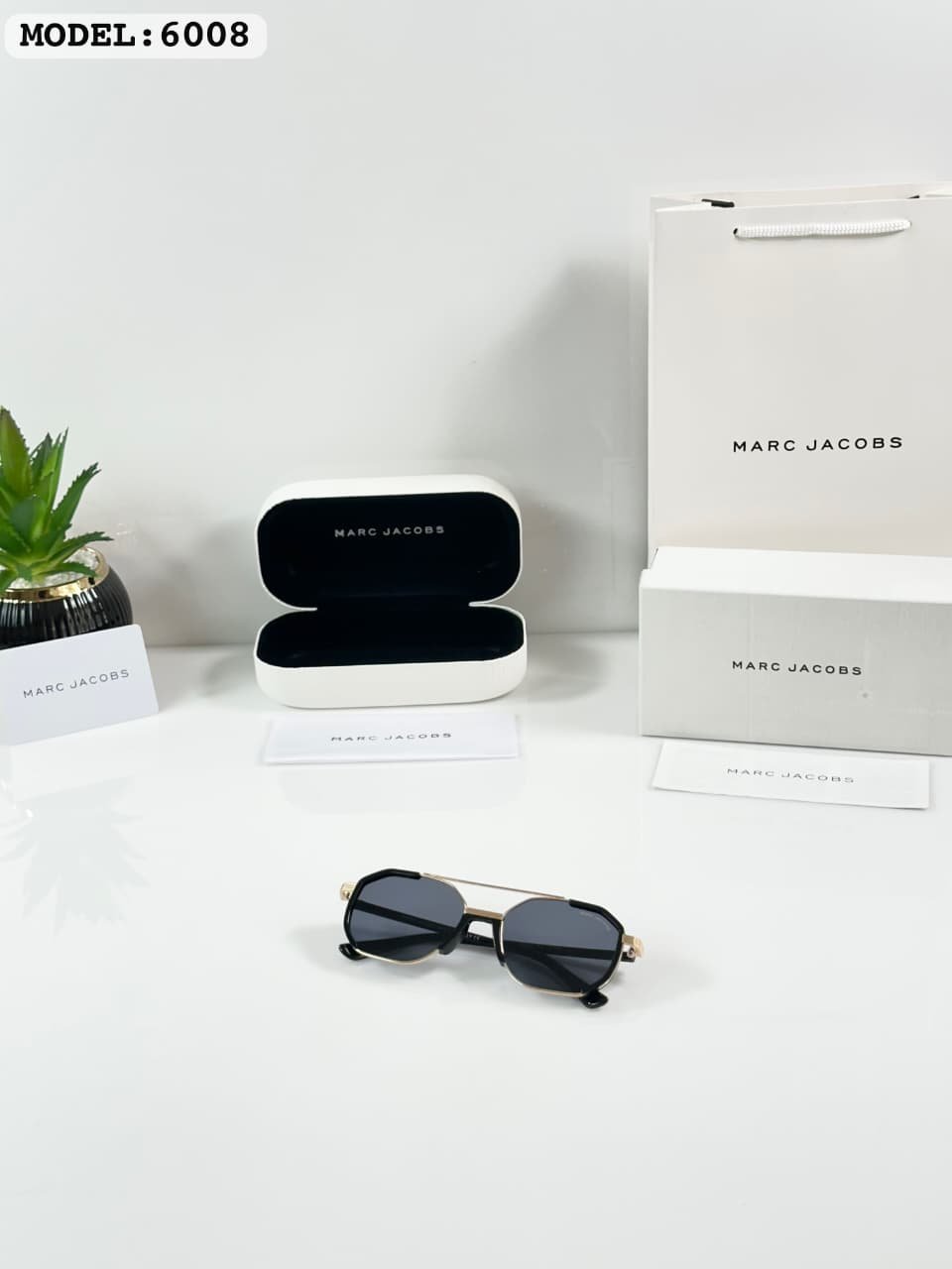 Black Octagon Sunglasses – Gold Metal Accent (2) Black Octagon Sunglasses – Gold Metal Accent