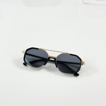 Black Octagon Sunglasses – Gold Metal Accent