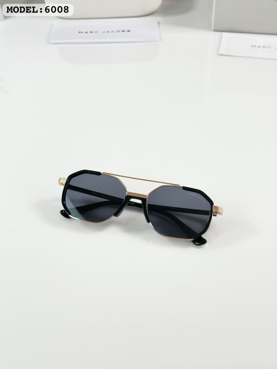 Black Octagon Sunglasses – Gold Metal Accent (3) Black Octagon Sunglasses – Gold Metal Accent