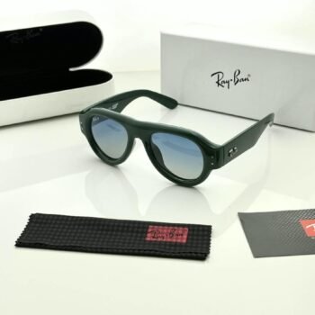 Dark Green Sunglasses – Blue Gradient Lenses with Oval Styling