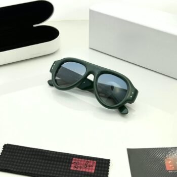Dark Green Sunglasses – Blue Gradient Lenses with Oval Styling