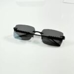 Rimless Sunglasses – Black Lenses with Textured Temples (3)
