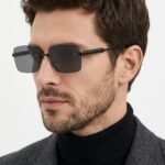 Rimless Sunglasses – Black Lenses with Textured Temples (3)