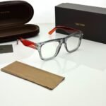 Transparent Grey Eyeglass Frames – Red Temple Design (4)