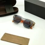 Transparent Grey Sunglasses – Orange Temple Accents with Square Styling (1)