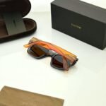 Transparent Grey Sunglasses – Orange Temple Accents with Square Styling (1)