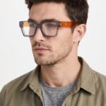Transparent Square Glasses – Grey Frame with Orange Temples (3)